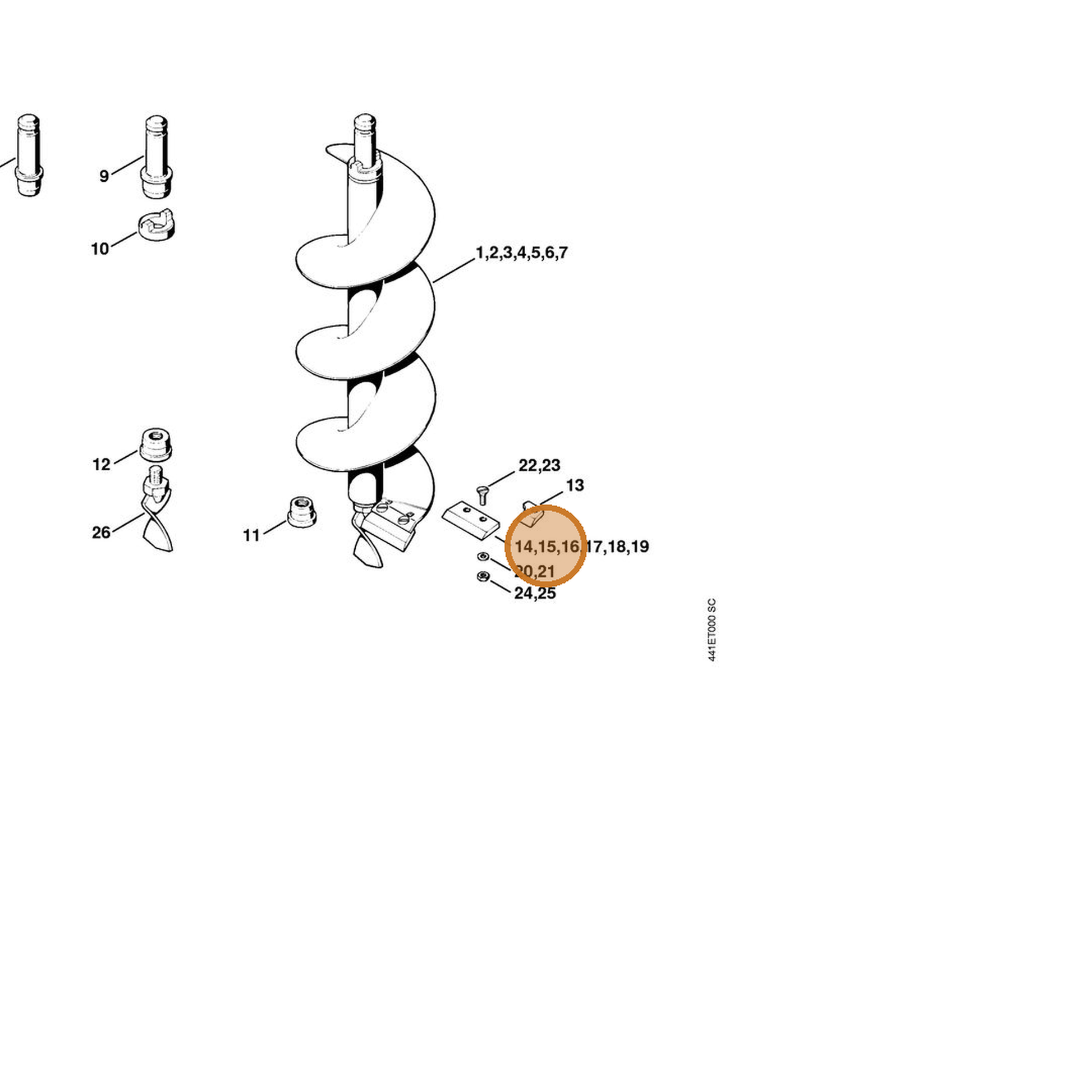 STIHL part 4402-682-3110 — IPL diagram snippet (6x zoom, amber highlight)