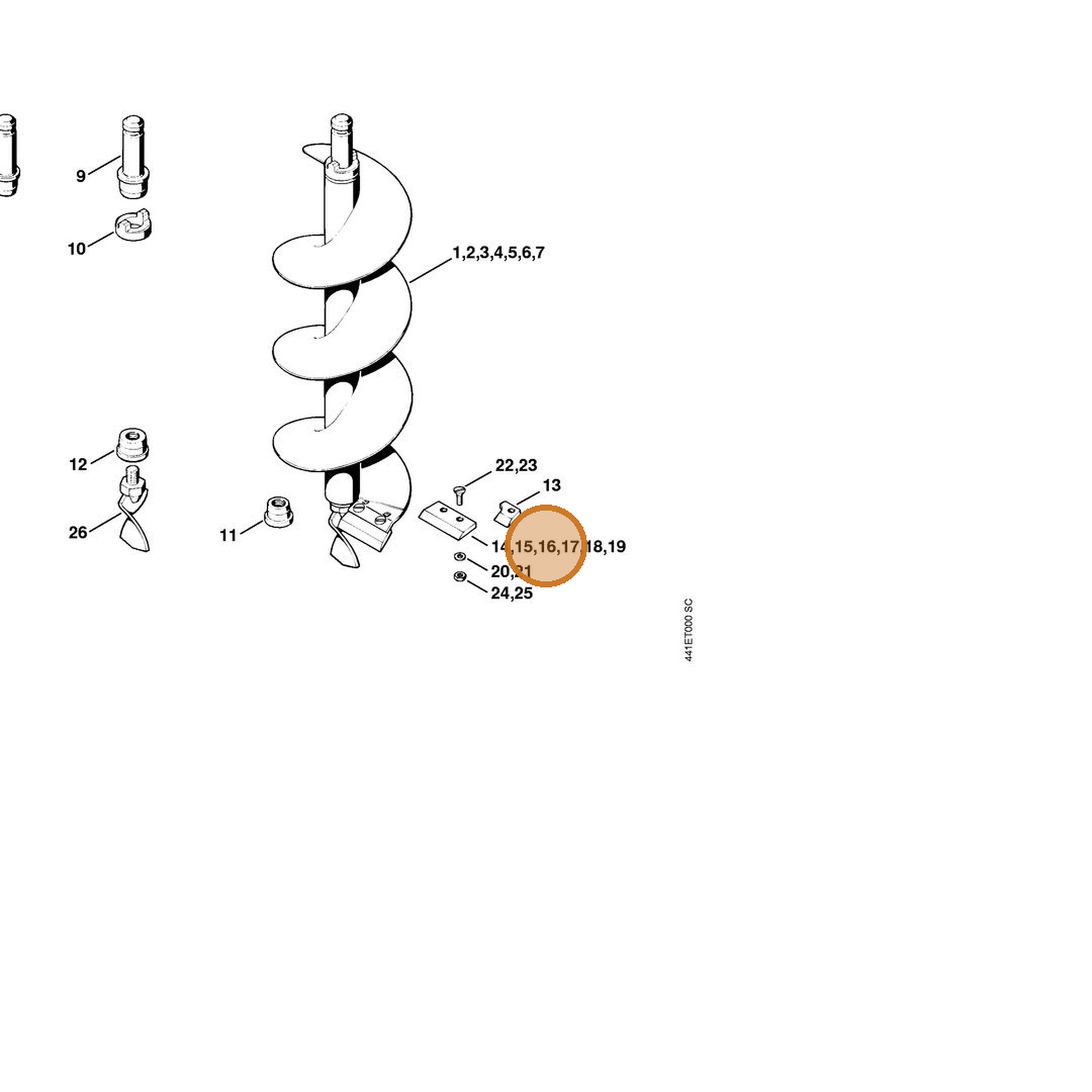 STIHL part 4402-682-3120 — IPL diagram snippet (6x zoom, amber highlight)