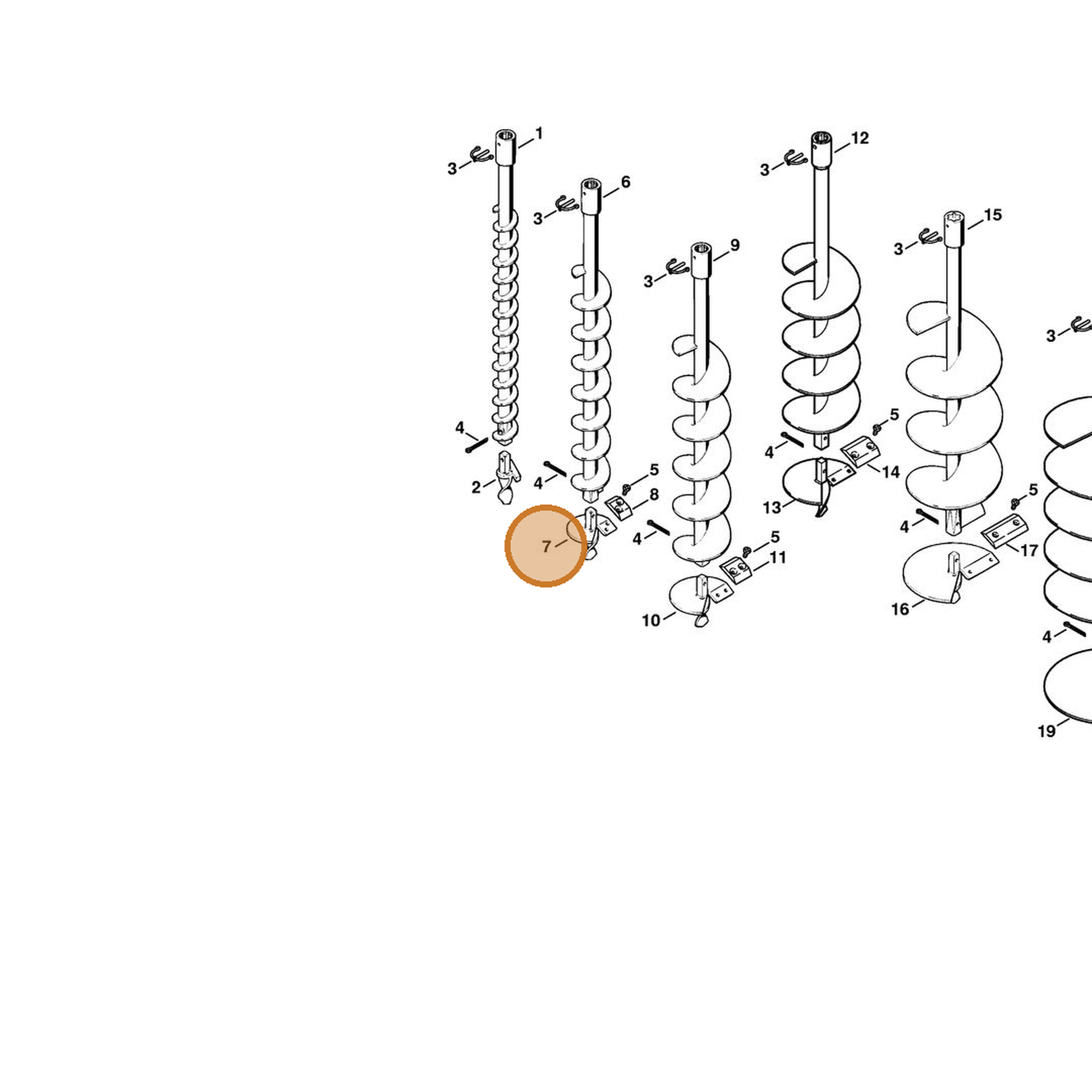 STIHL part 4404-680-3051 — IPL diagram snippet (6x zoom, amber highlight)
