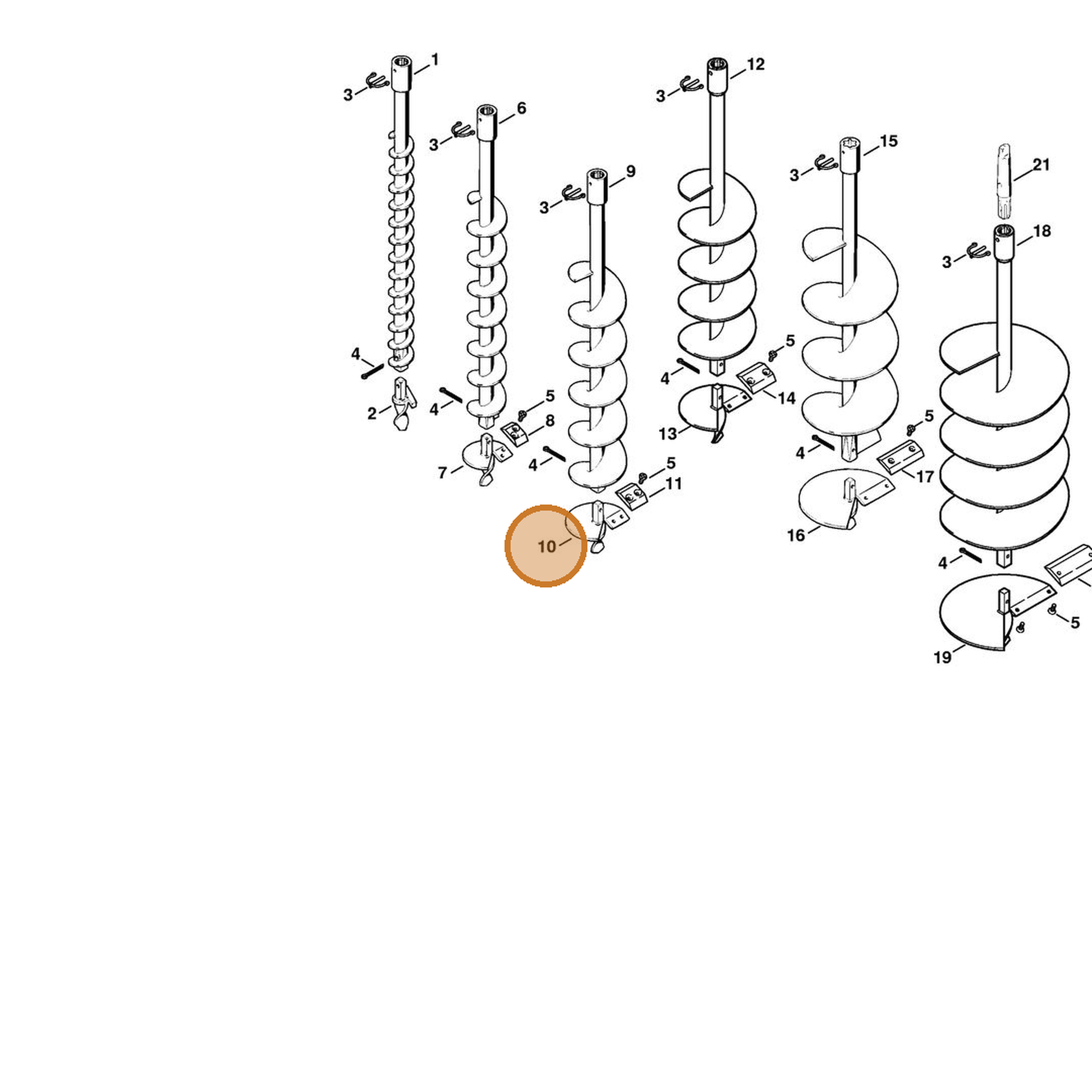STIHL part 4404-680-3052 — IPL diagram snippet (6x zoom, amber highlight)