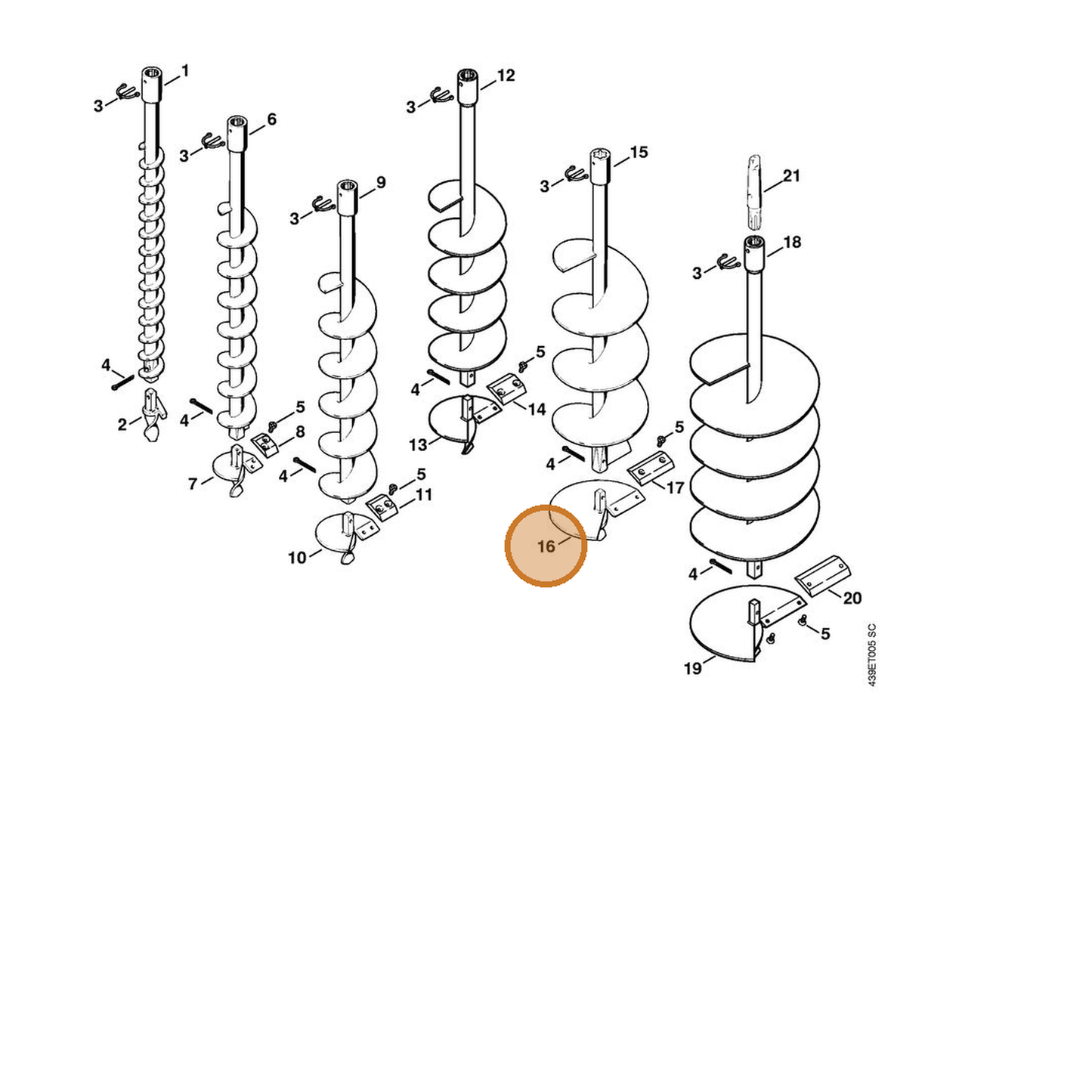STIHL part 4404-680-3054 — IPL diagram snippet (6x zoom, amber highlight)