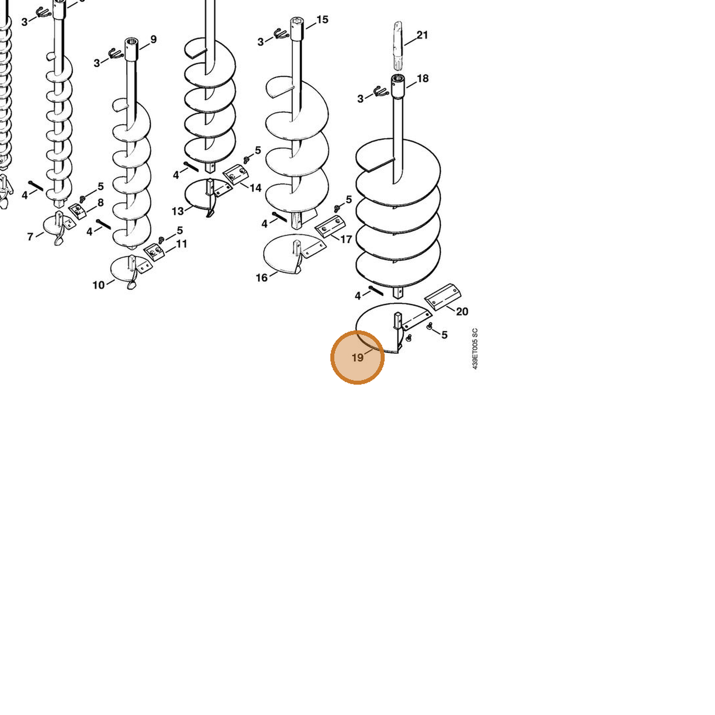STIHL part 4404-680-3055 — IPL diagram snippet (6x zoom, amber highlight)