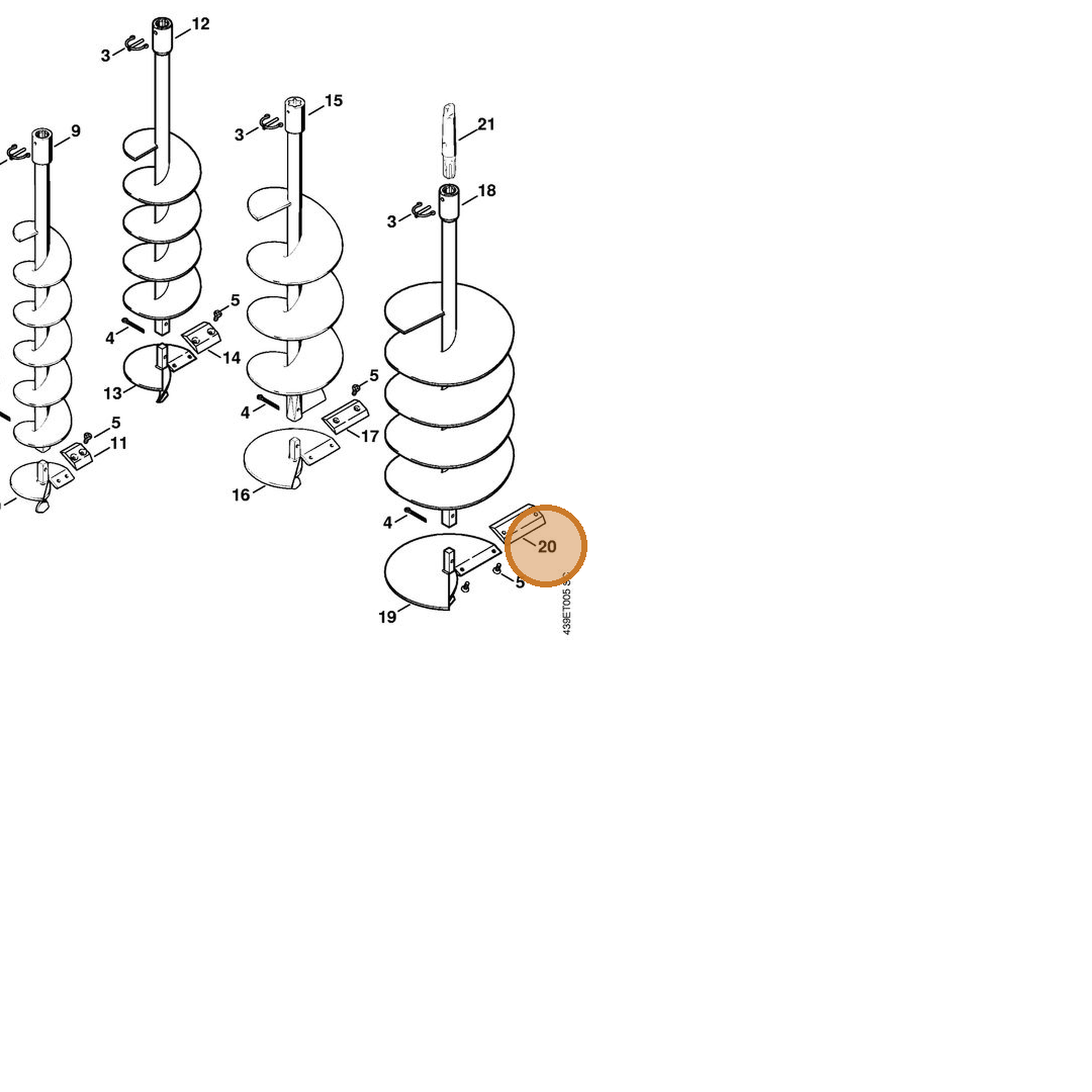 STIHL part 4404-682-3105 — IPL diagram snippet (6x zoom, amber highlight)