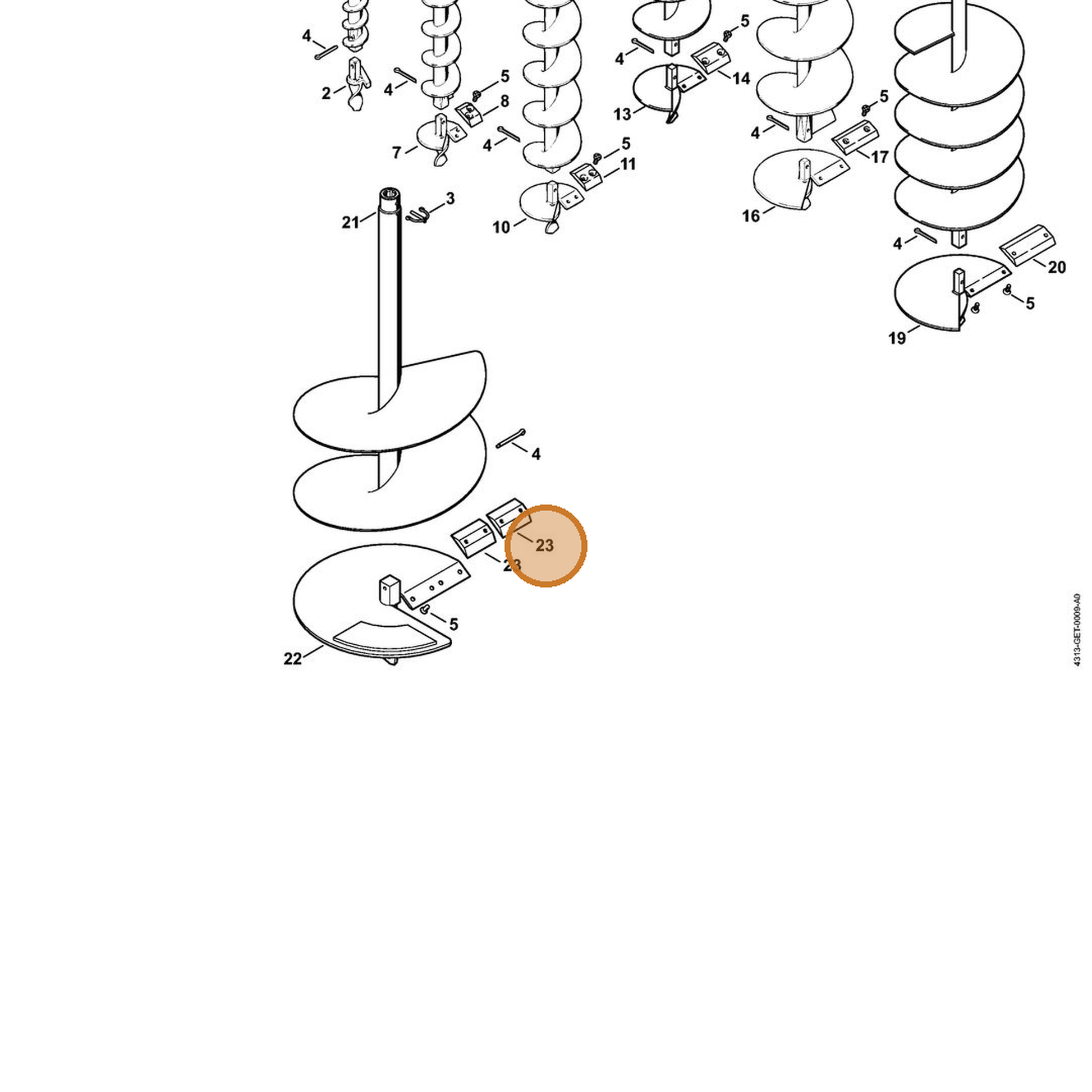STIHL part 4404-682-3107 — IPL diagram snippet (6x zoom, amber highlight)