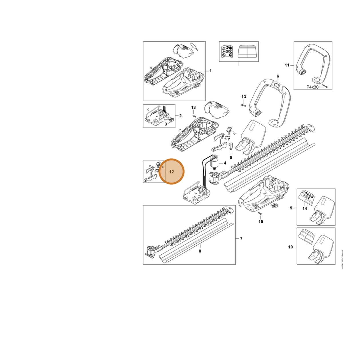 STIHL part 4511-007-3800 — IPL diagram snippet (6x zoom, amber highlight)