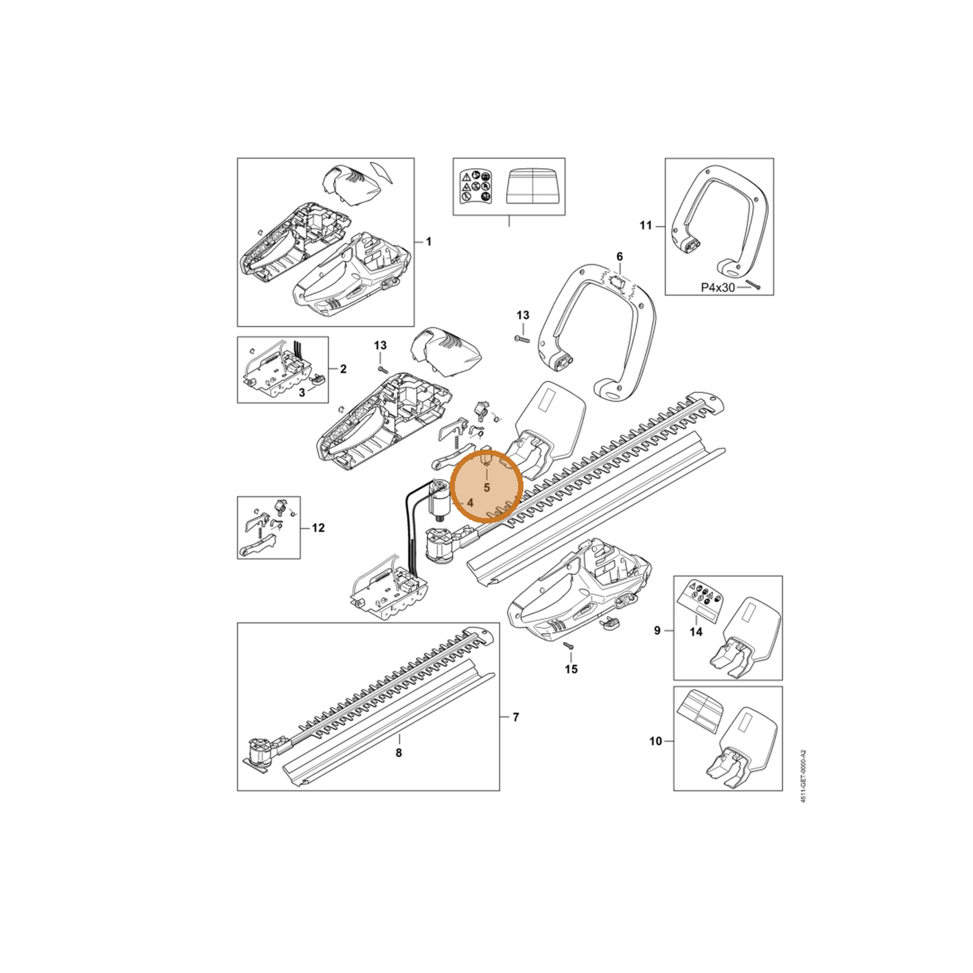 STIHL part 4511-430-0501 — IPL diagram snippet (6x zoom, amber highlight)