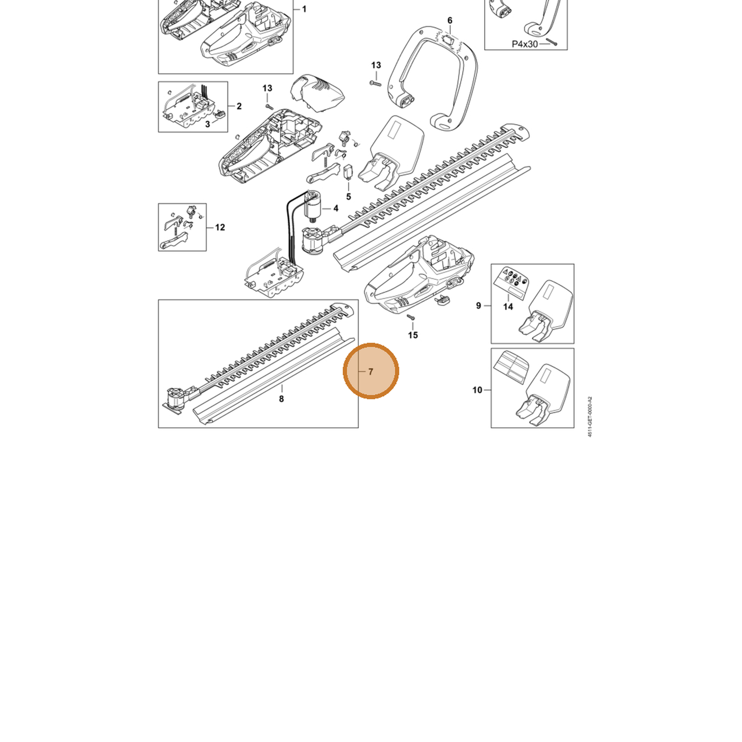 STIHL part 4511-640-7400 — IPL diagram snippet (6x zoom, amber highlight)