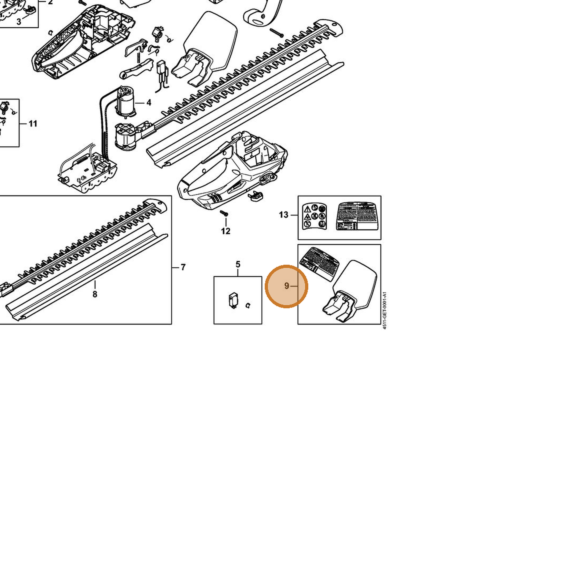 STIHL part 4511-790-9103 — IPL diagram snippet (6x zoom, amber highlight)