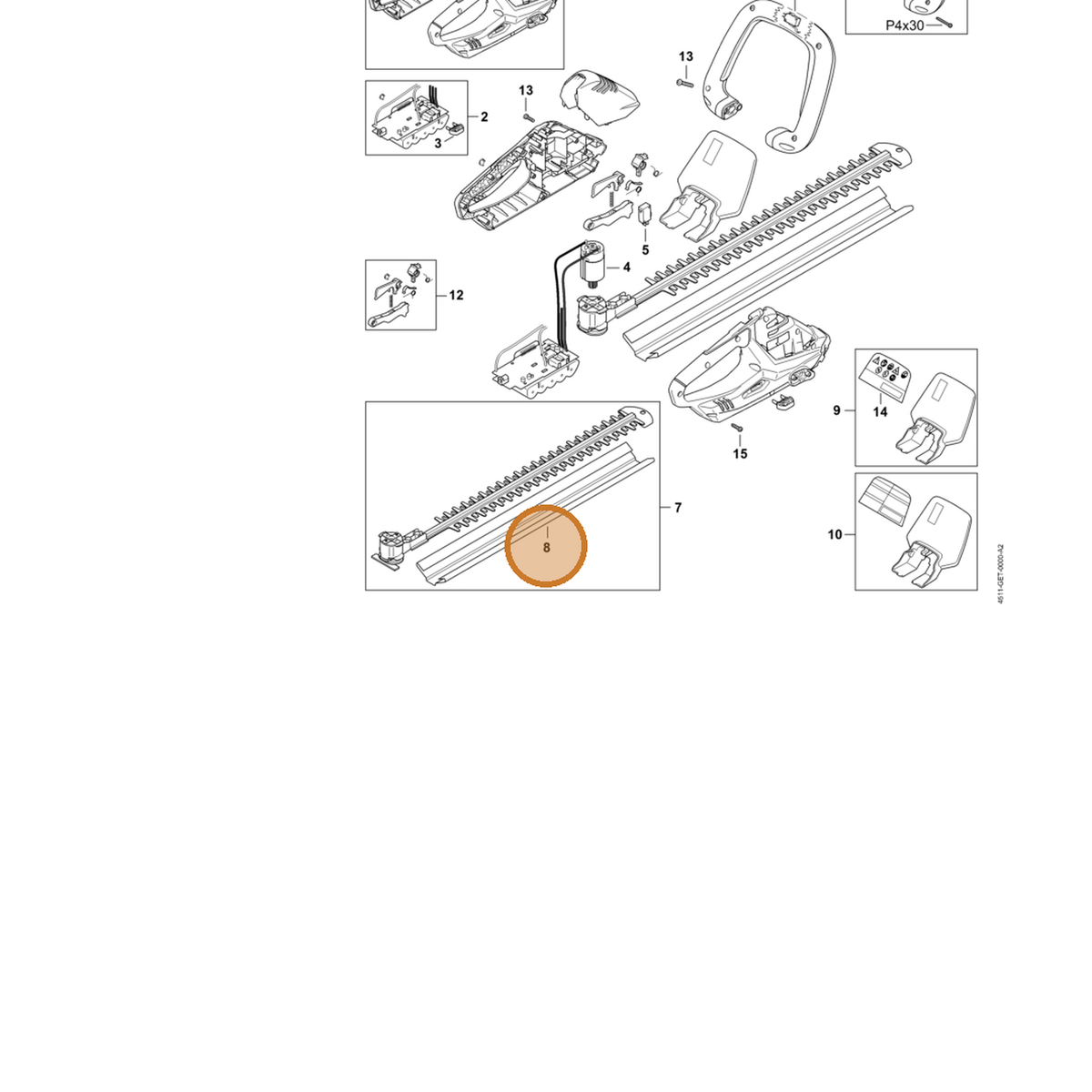 STIHL part 4511-792-9600 — IPL diagram snippet (6x zoom, amber highlight)