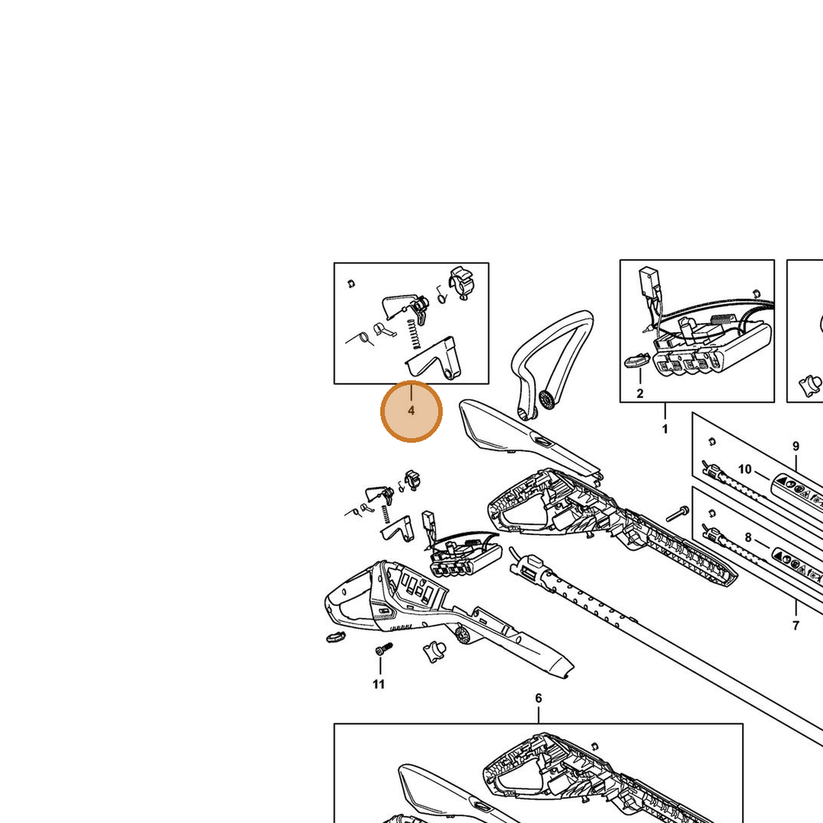 STIHL part 4512-007-3800 — IPL diagram snippet (6x zoom, amber highlight)