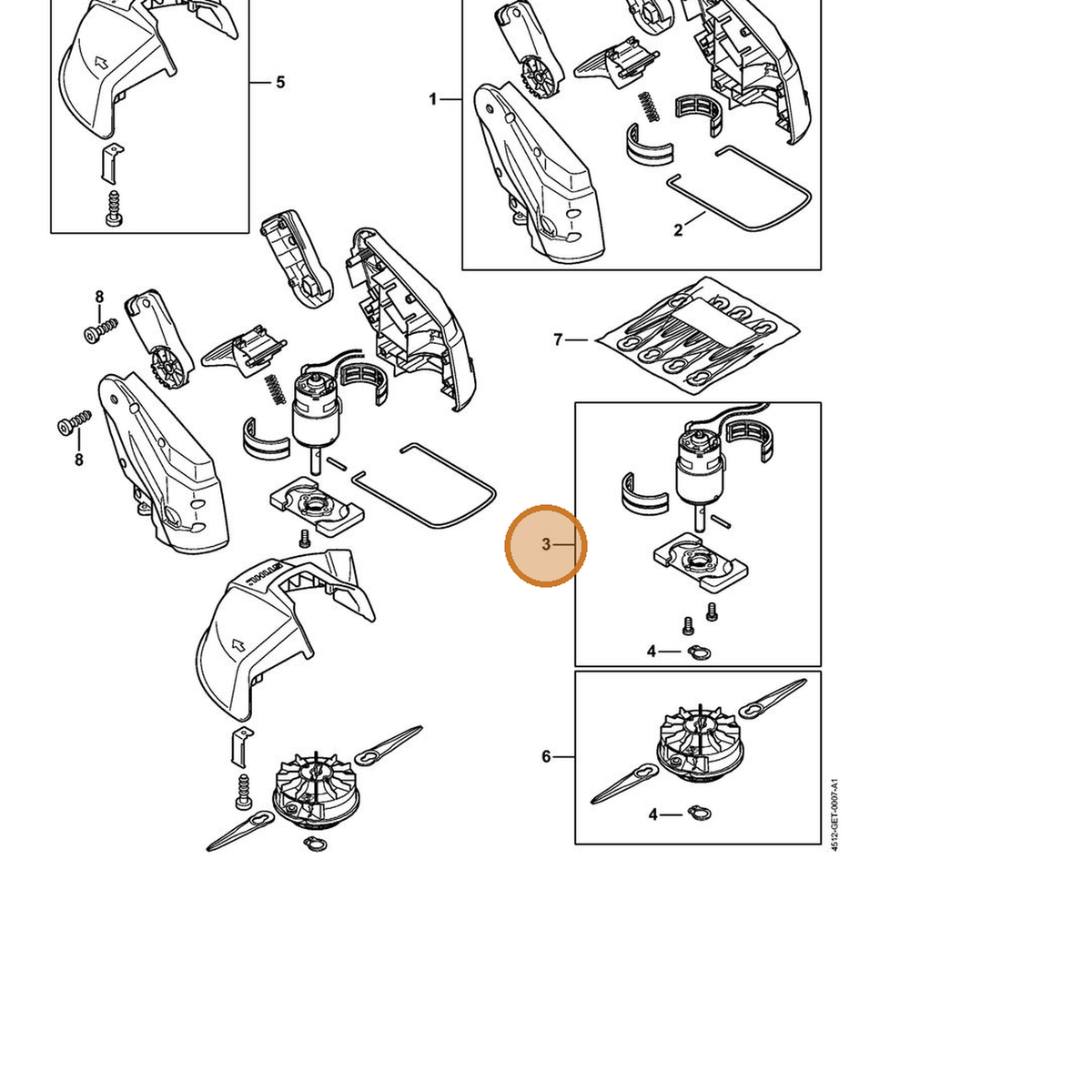 STIHL part 4512-600-0201 — IPL diagram snippet (6x zoom, amber highlight)
