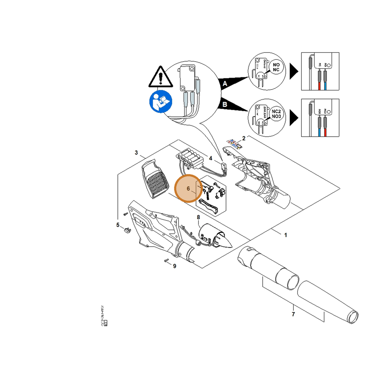 STIHL part 4513-007-3800 — IPL diagram snippet (6x zoom, amber highlight)