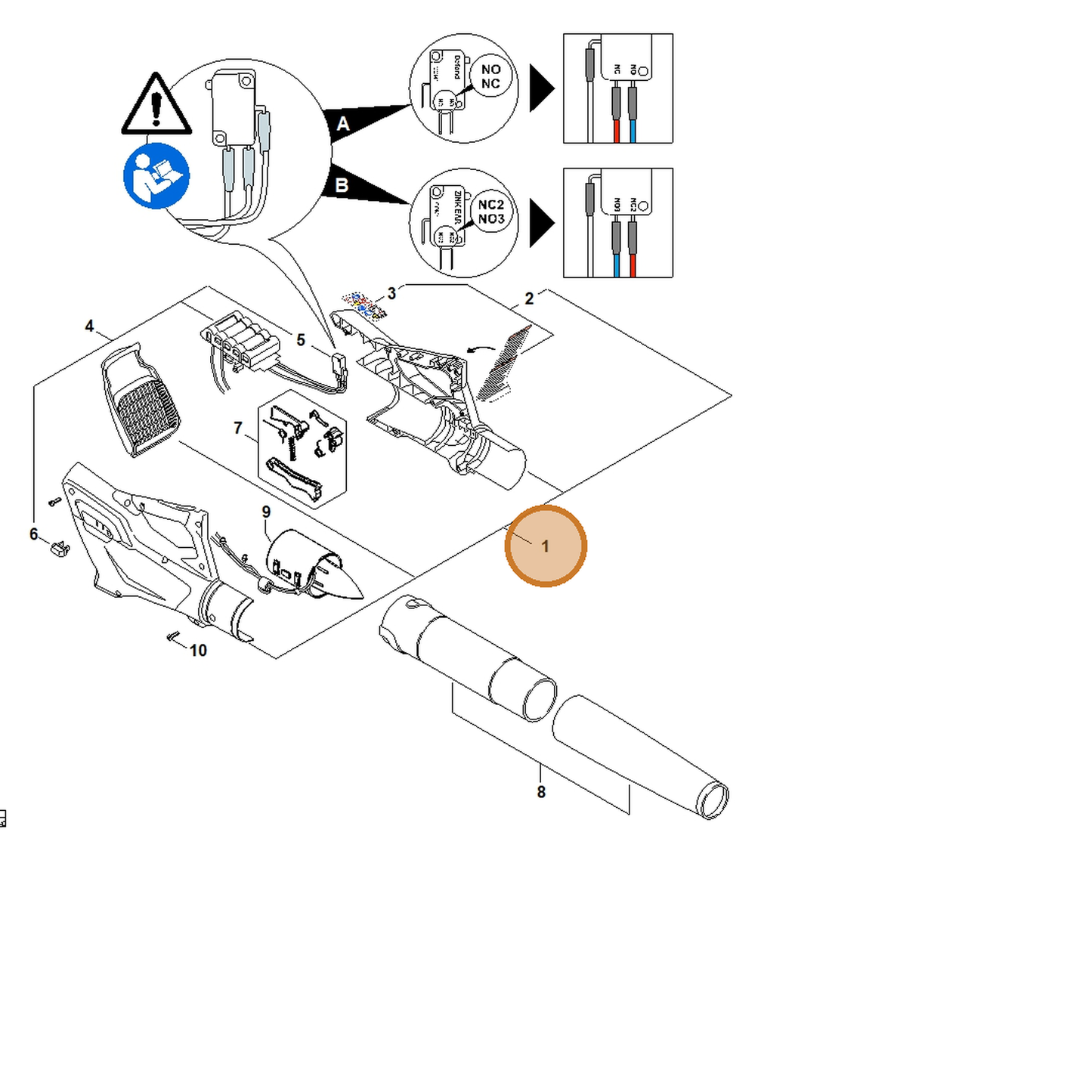 STIHL part 4513-790-1001 — IPL diagram snippet (6x zoom, amber highlight)