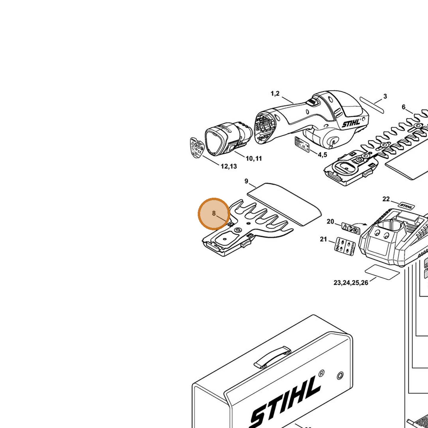 STIHL part 4515-820-3500 — IPL diagram snippet (6x zoom, amber highlight)