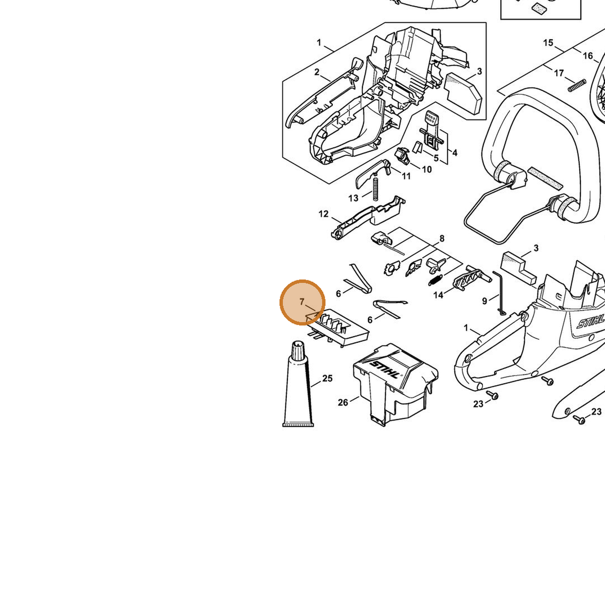 STIHL part 4521-430-1401 — IPL diagram snippet (6x zoom, amber highlight)