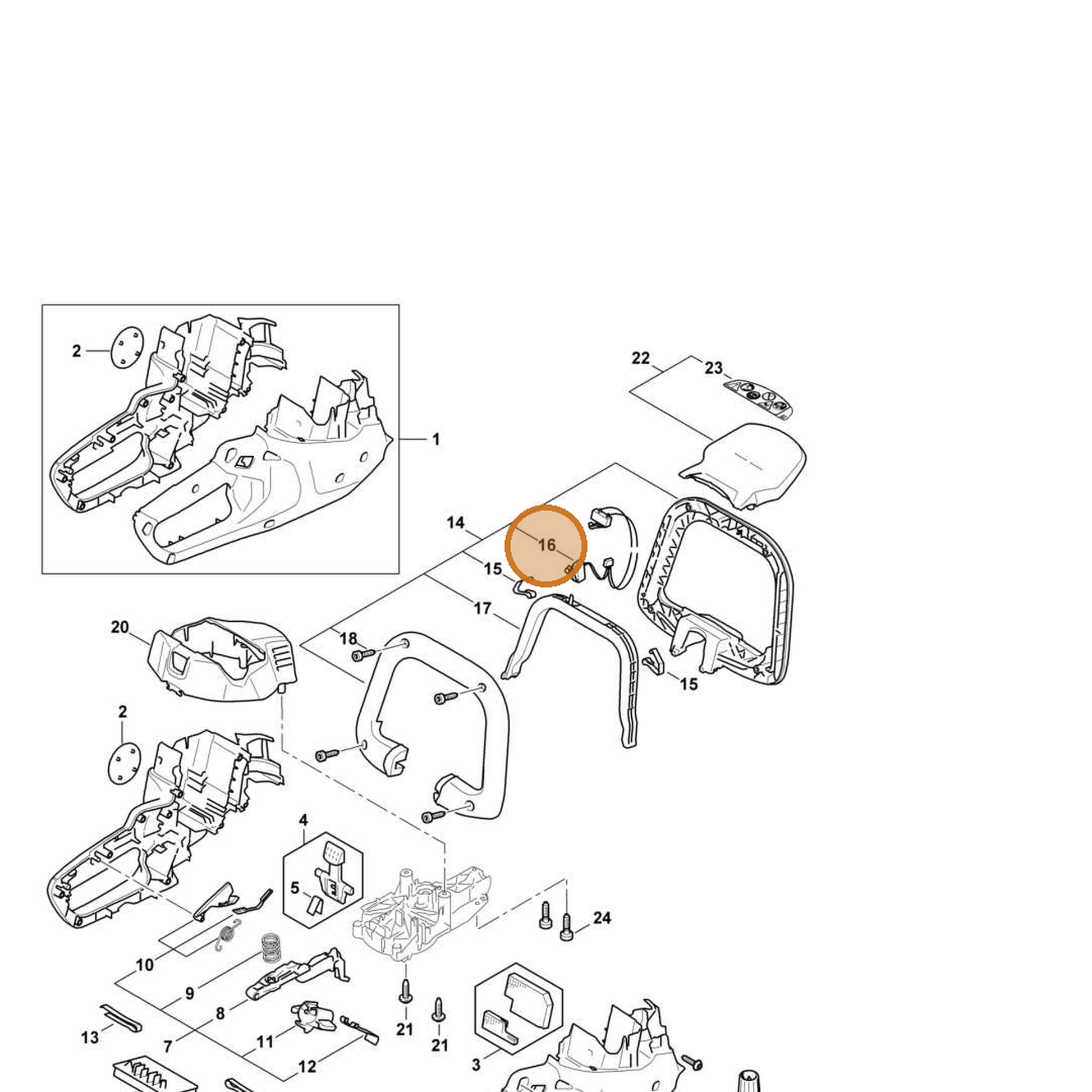 STIHL part 4521-430-2200 — IPL diagram snippet (6x zoom, amber highlight)