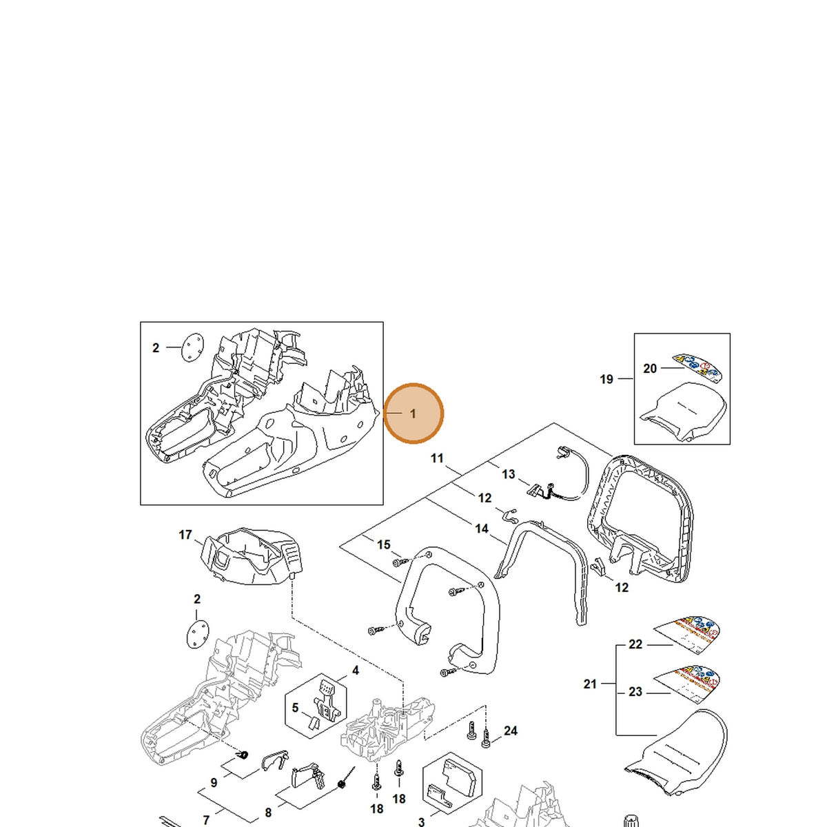 STIHL part 4521-600-0809 — IPL diagram snippet (6x zoom, amber highlight)
