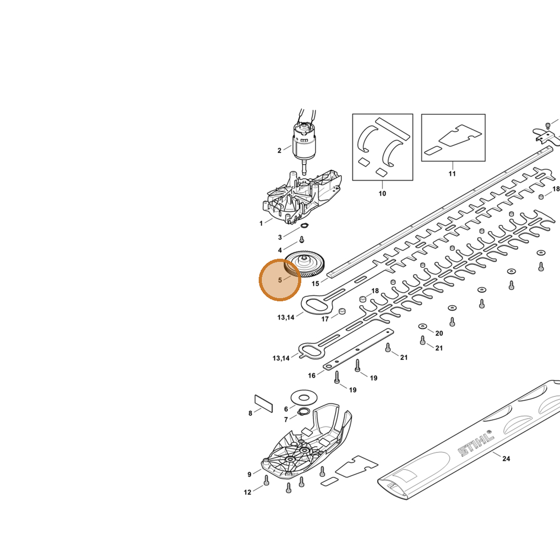 STIHL part 4521-640-1601 — IPL diagram snippet (6x zoom, amber highlight)