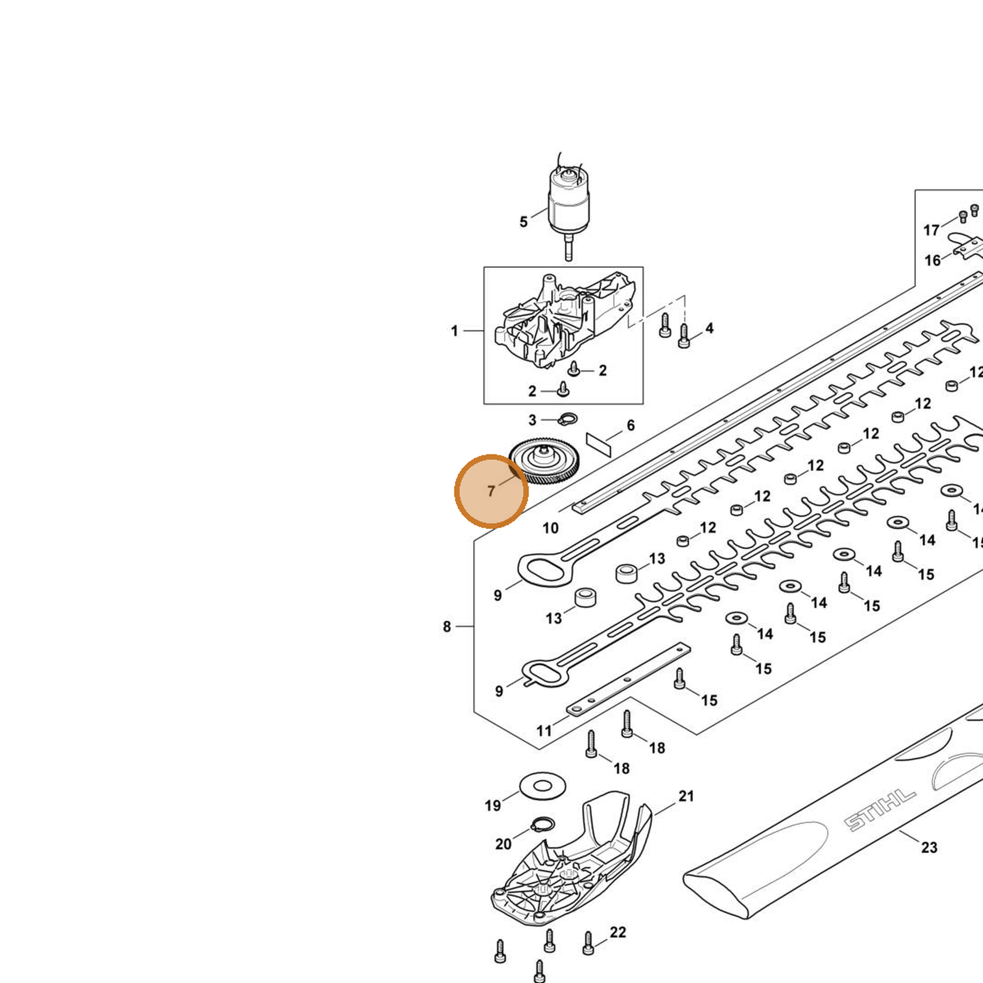 STIHL part 4521-640-1604 — IPL diagram snippet (6x zoom, amber highlight)