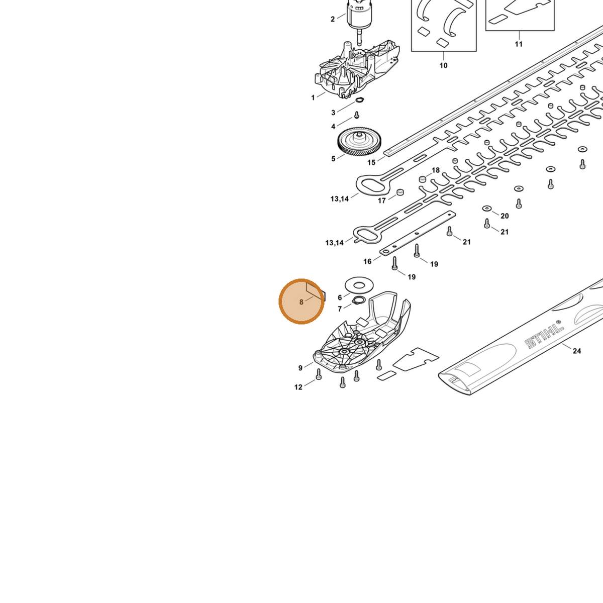 STIHL part 4521-642-5100 — IPL diagram snippet (6x zoom, amber highlight)
