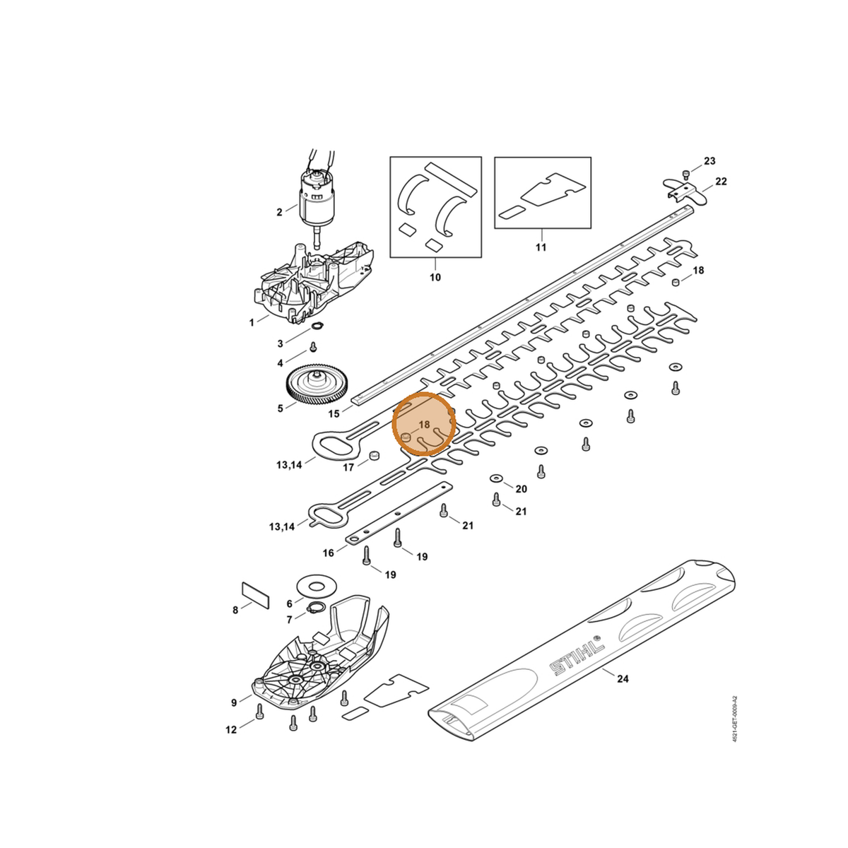 STIHL part 4521-648-6700 — IPL diagram snippet (6x zoom, amber highlight)