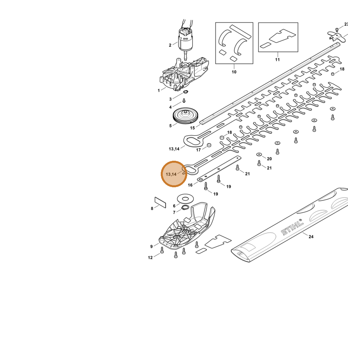 STIHL part 4521-710-6001 — IPL diagram snippet (6x zoom, amber highlight)