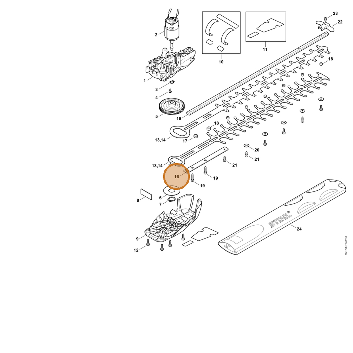 STIHL part 4521-711-4800 — IPL diagram snippet (6x zoom, amber highlight)