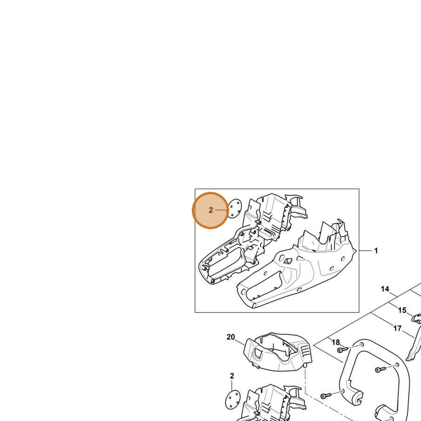 STIHL part 4521-967-1501 — IPL diagram snippet (6x zoom, amber highlight)