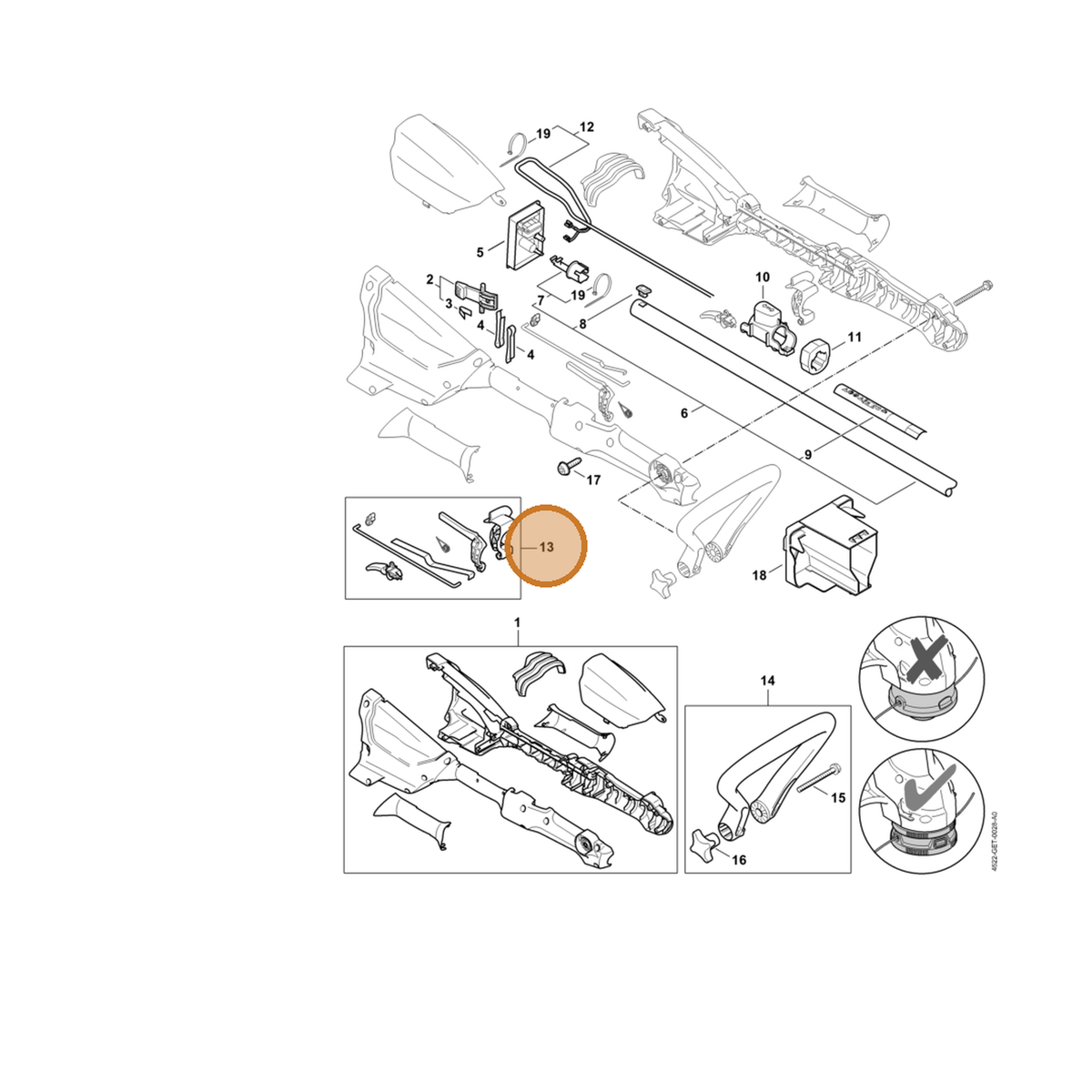 STIHL part 4522-007-3860 — IPL diagram snippet (6x zoom, amber highlight)