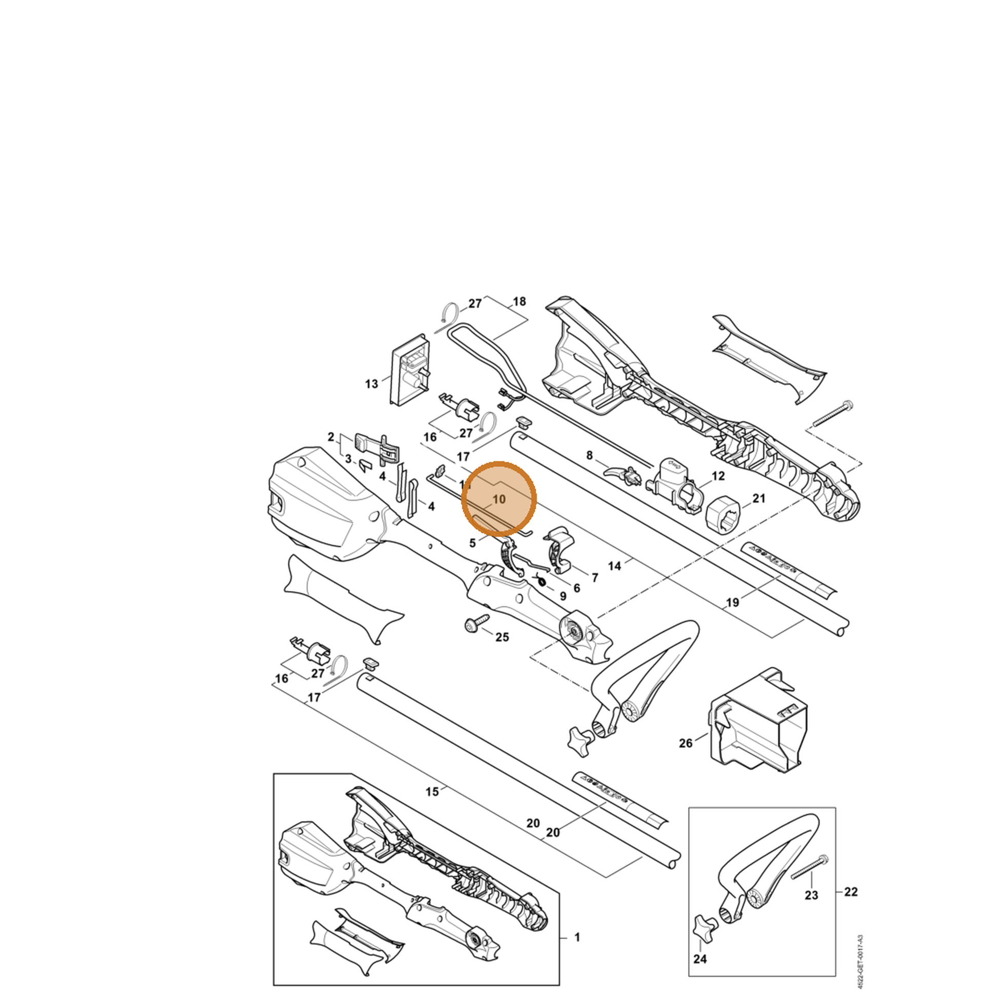 STIHL part 4522-182-1500 — IPL diagram snippet (6x zoom, amber highlight)