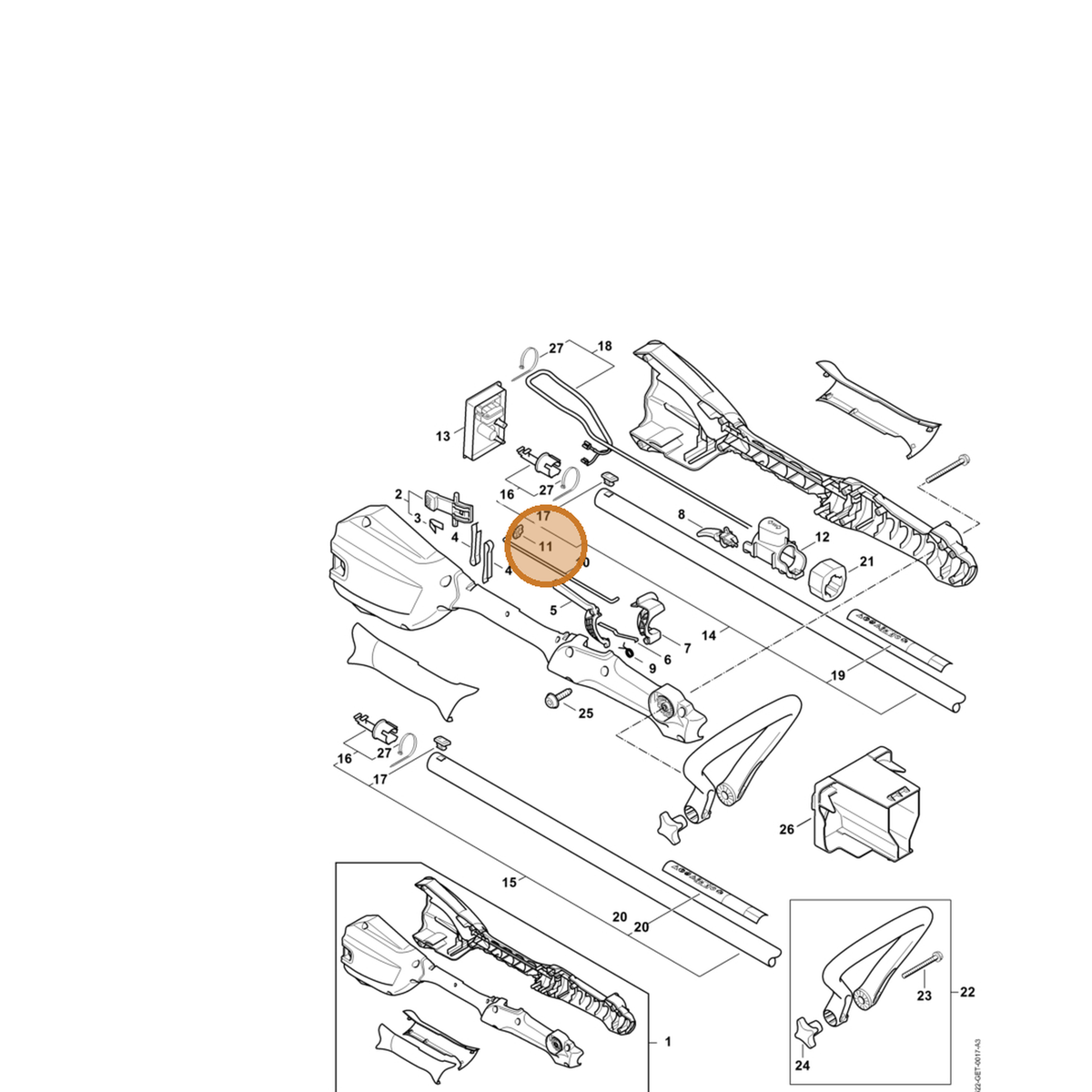 STIHL part 4522-182-2800 — IPL diagram snippet (6x zoom, amber highlight)
