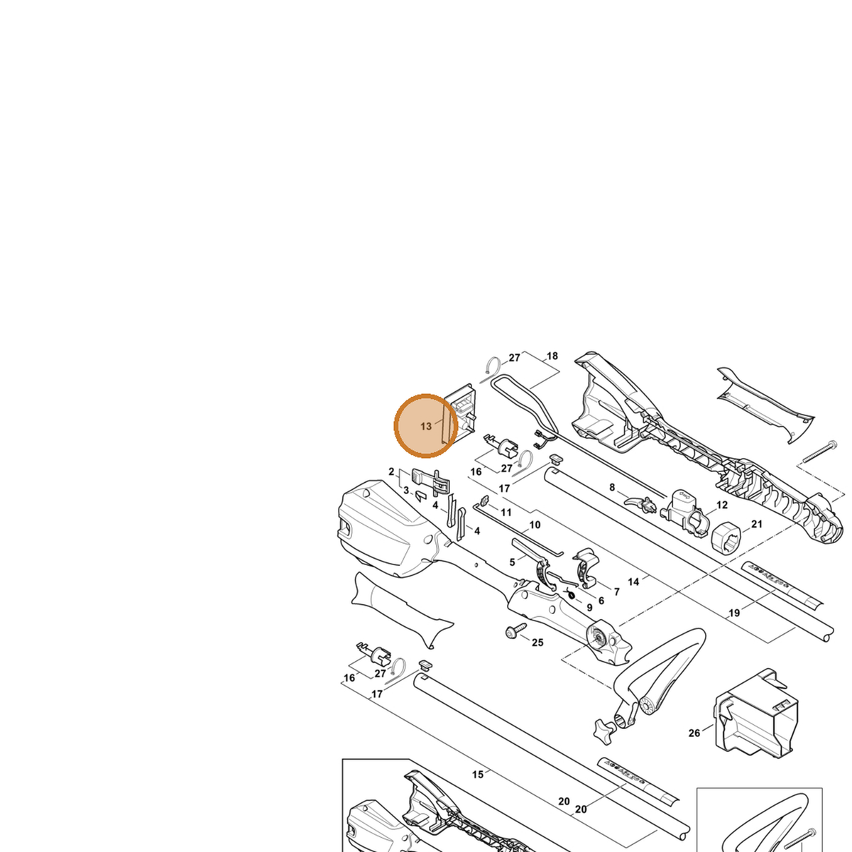 STIHL part 4522-430-1410 — IPL diagram snippet (6x zoom, amber highlight)