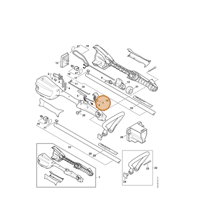 STIHL part 4522-435-7310 — IPL diagram snippet (6x zoom, amber highlight)