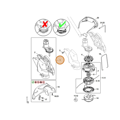 STIHL part 4522-600-0232 — IPL diagram snippet (6x zoom, amber highlight)
