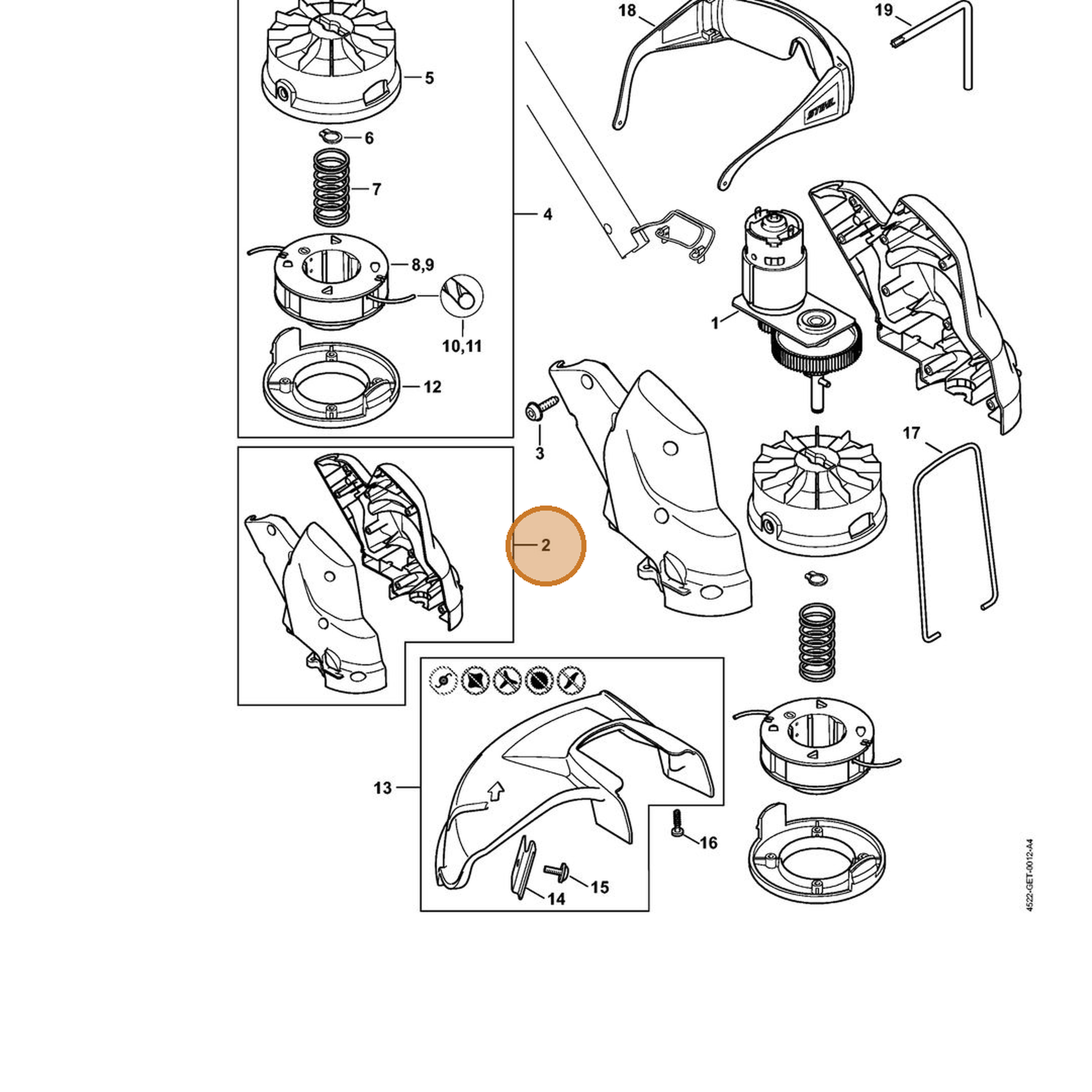 STIHL part 4522-600-0800 — IPL diagram snippet (6x zoom, amber highlight)