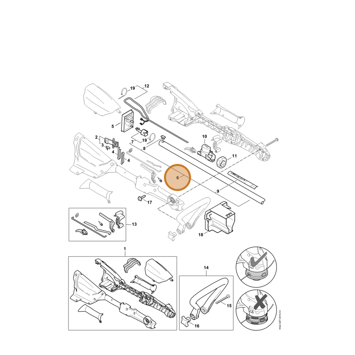 STIHL part 4522-710-7121 — IPL diagram snippet (6x zoom, amber highlight)
