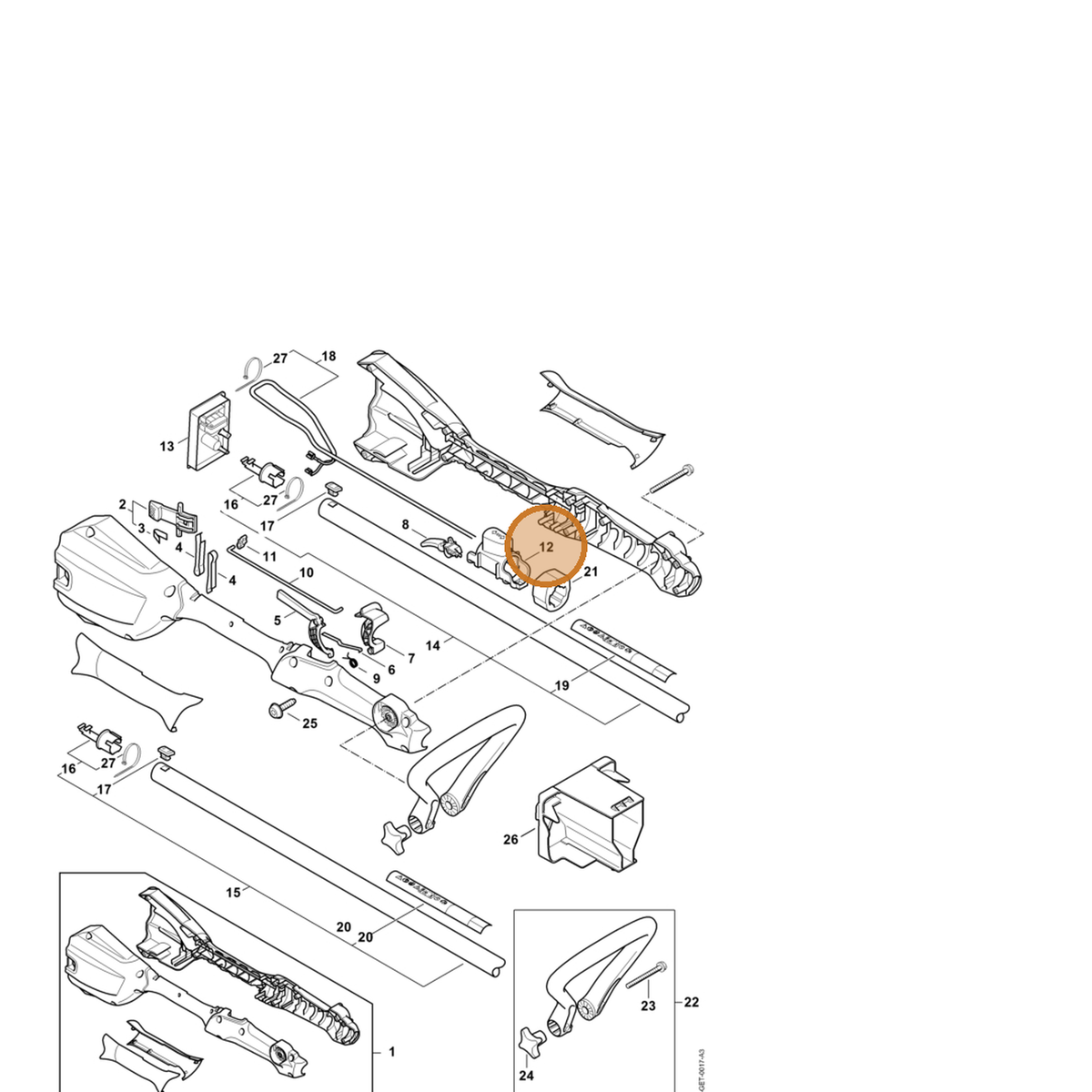 STIHL part 4522-740-5500 — IPL diagram snippet (6x zoom, amber highlight)