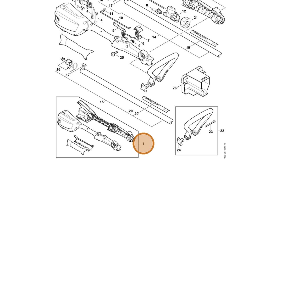 STIHL part 4522-790-1012 — IPL diagram snippet (6x zoom, amber highlight)