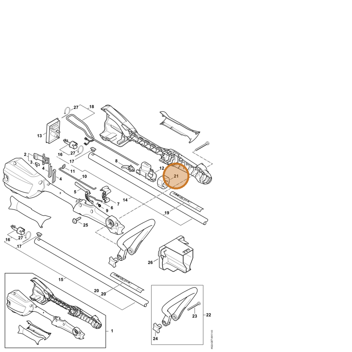 STIHL part 4522-791-2800 — IPL diagram snippet (6x zoom, amber highlight)