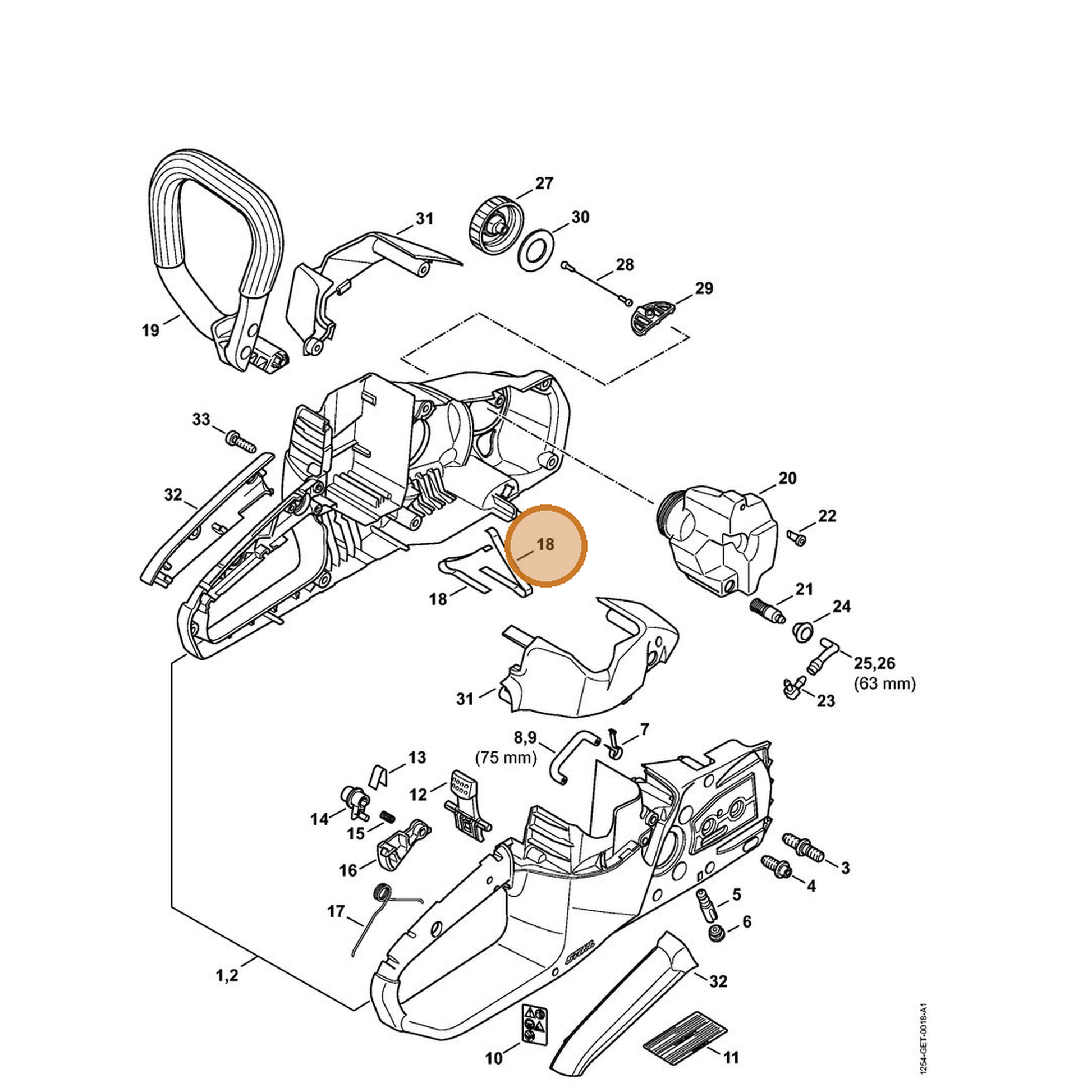 STIHL part 4522-791-3100 — IPL diagram snippet (6x zoom, amber highlight)