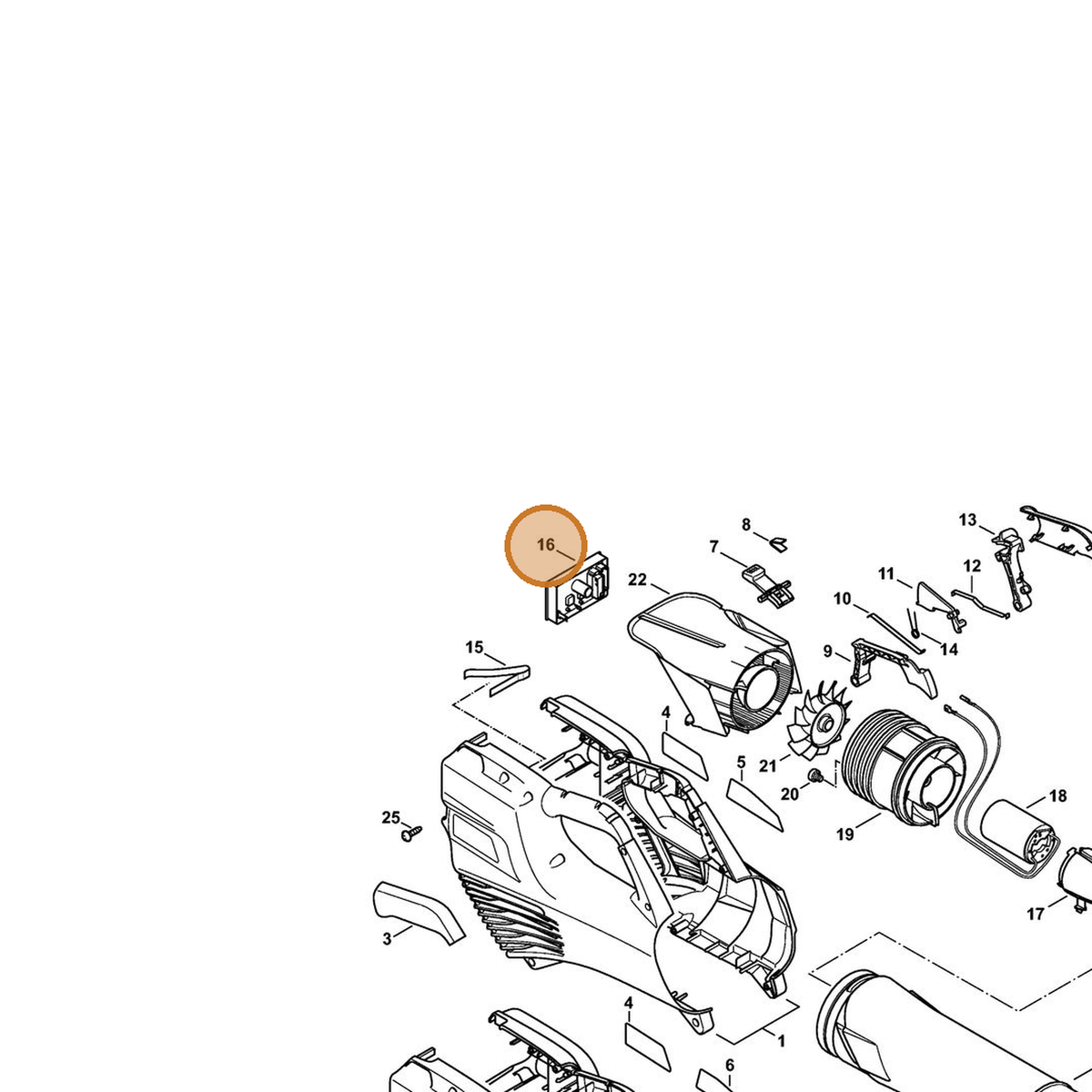 STIHL part 4523-430-1410 — IPL diagram snippet (6x zoom, amber highlight)