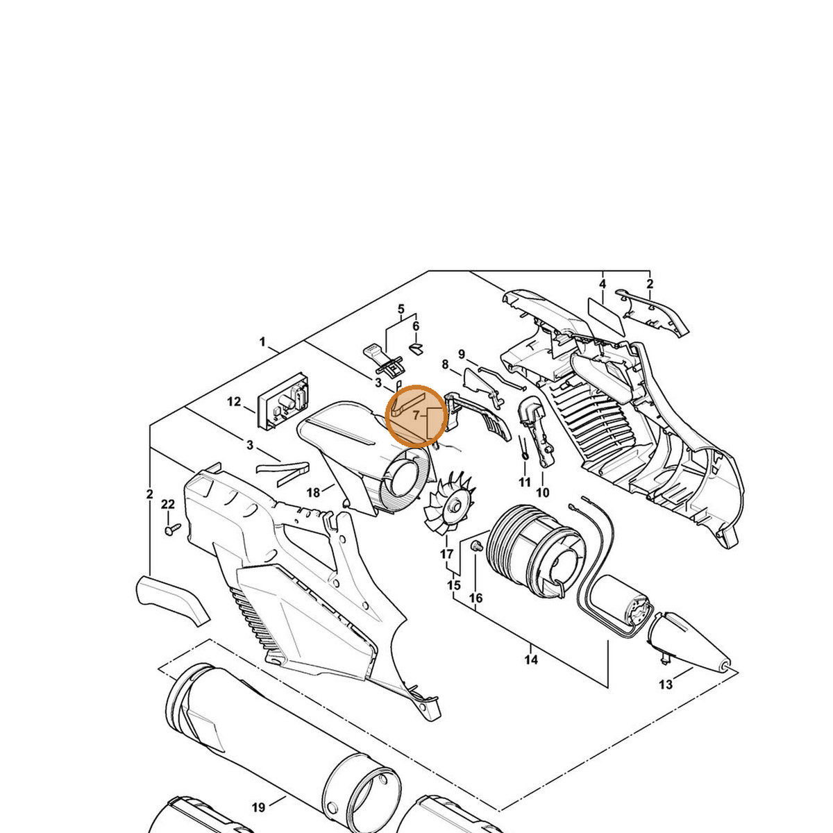 STIHL part 4523-430-2100 — IPL diagram snippet (6x zoom, amber highlight)
