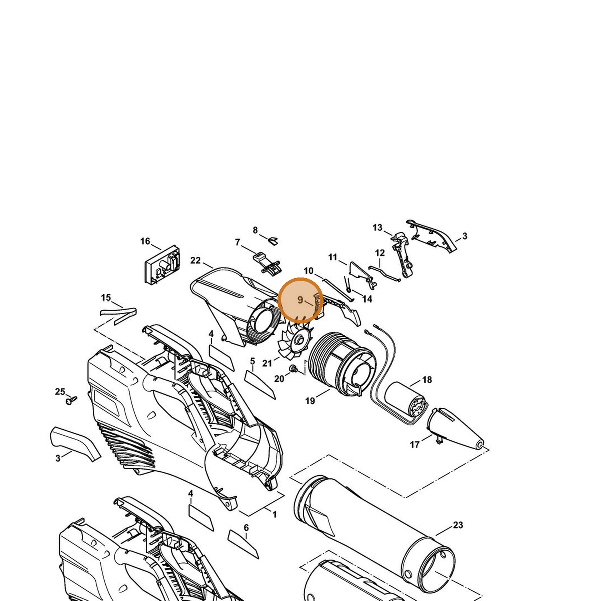 STIHL part 4523-435-2410 — IPL diagram snippet (6x zoom, amber highlight)