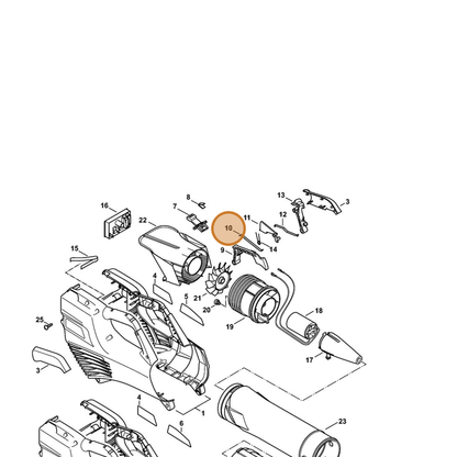 STIHL part 4523-435-8910 — IPL diagram snippet (6x zoom, amber highlight)