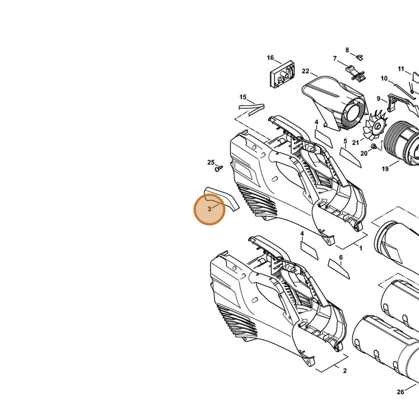 STIHL part 4523-790-0610 — IPL diagram snippet (6x zoom, amber highlight)
