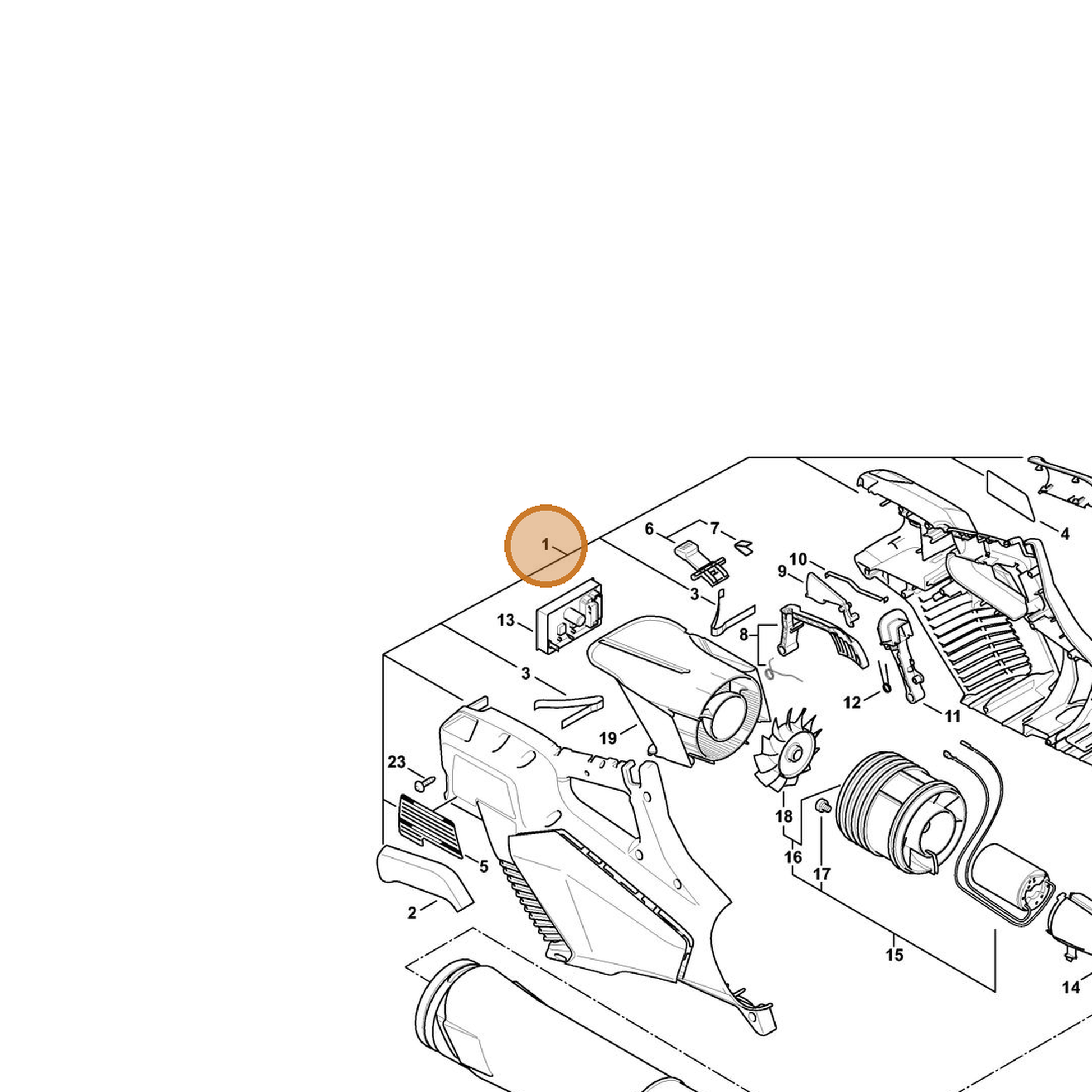 STIHL part 4523-790-1016 — IPL diagram snippet (6x zoom, amber highlight)
