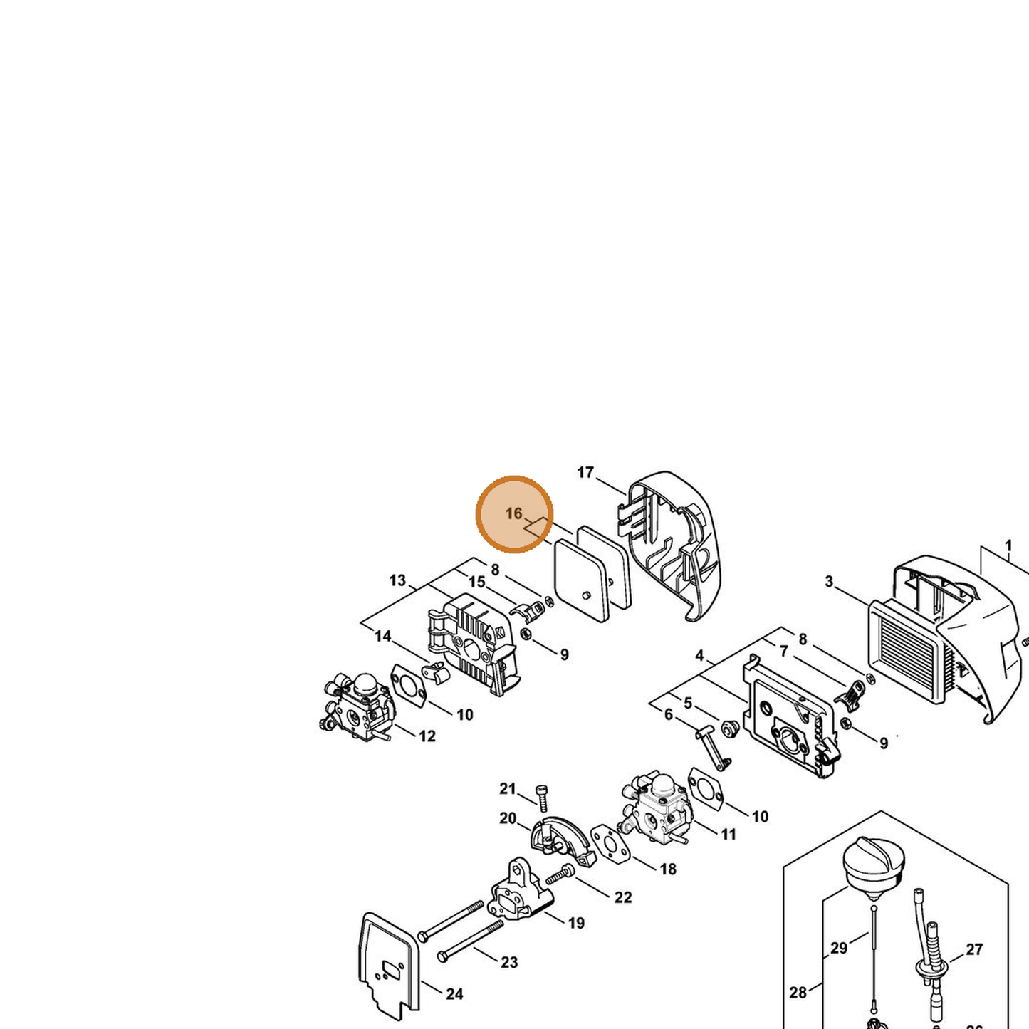 STIHL part 4601-007-1007 — IPL diagram snippet (6x zoom, amber highlight)