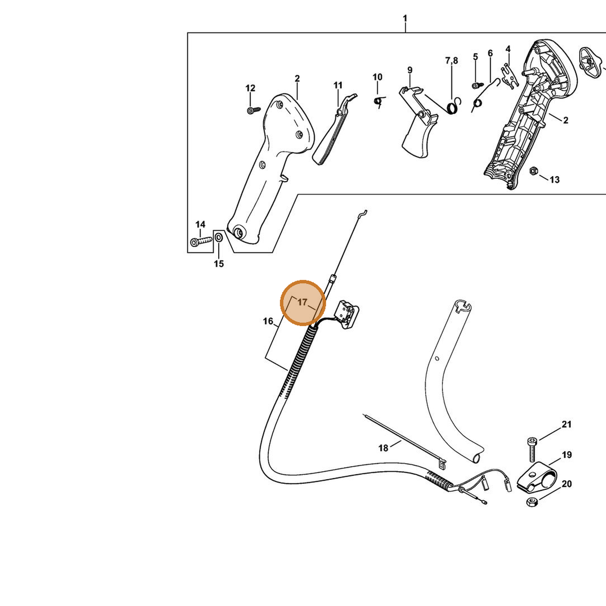 STIHL part 4601-182-3200 — IPL diagram snippet (6x zoom, amber highlight)