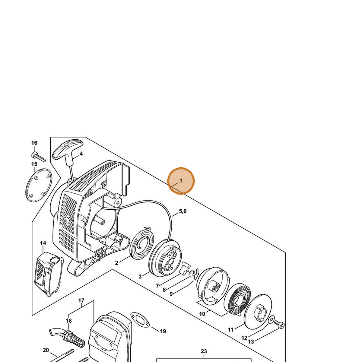 STIHL part 4601-190-4001 — IPL diagram snippet (6x zoom, amber highlight)