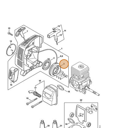 STIHL part 4601-195-0400 — IPL diagram snippet (6x zoom, amber highlight)